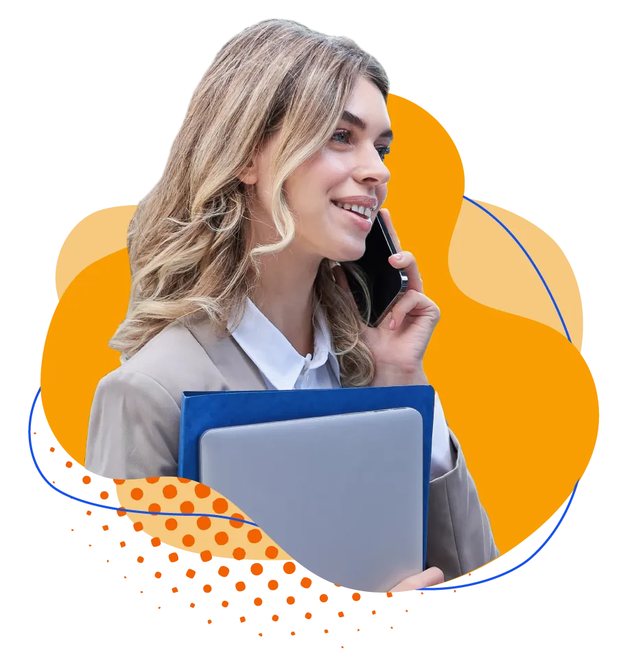 Business professional taking a call on SumoFiber Mobile Voice